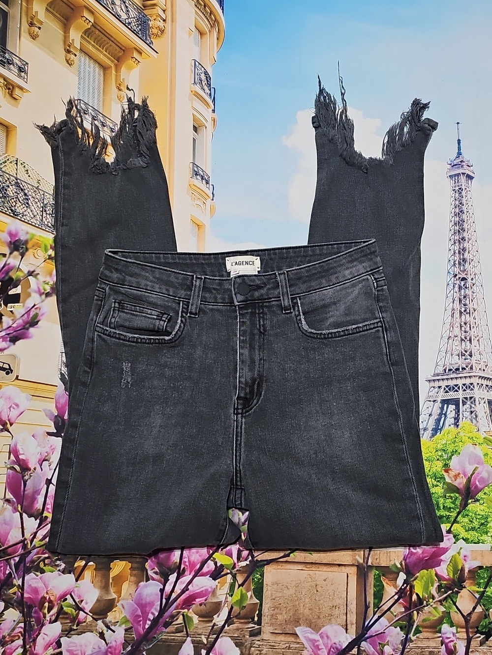 L'agence Distressed High Waist Skinny Jeans Size 28